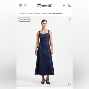 Alexa Chung for Madewell Denim Tank Midi Dress in Pellson Wash Size 2 NEW